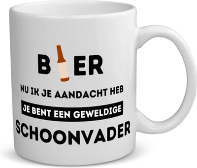 Akyol - bier, nu ik je aandacht heb je bent een geweldige schoonvader koffiemok - theemok - Papa - schoonvader - vader cadeautjes - vaderdag - verjaardagscadeau - verjaardag - cadeau - geschenk - kado - gift - vader artikelen - 350 ML inhoud
