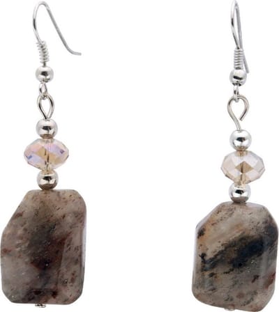 Behave - Oorbellen hanger lichtbruin edelsteen - Naturel stijl - Casual