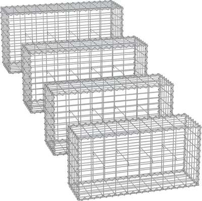 Heavy Duty Silver Gabion Set - Metaaldraadgaas - Gegalvaniseerd staal - Landschapsstenen - 100 cm x 50 cm x 30 cm - DIY-tuindecoratie - Eenvoudige montage - Duurzame constructie