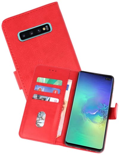Hoesje Geschikt voor de Samsung Galaxy S10 Plus - Kaarthouder Book Case Telefoonhoesje - Rood