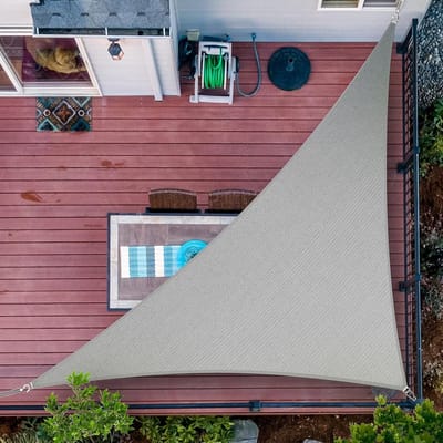 Schaduwdoek Driehoek - Zonnedoek Luifel - Buitenruimte Creëren - Water en Luchtdoorlatend - 10' x 20' - Grijs