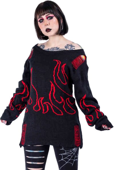 Heartless - Depths Of Hell Gebreide trui - S - Zwart/Rood