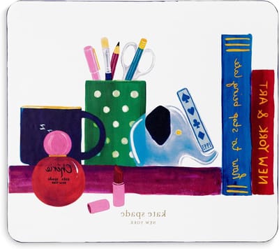 Kate Spade New York Muismat van kunstleer (22,9 x 20,3 cm) met antislip achterkant, schattige muismat voor kantoor, gecharmeerde bibliotheek