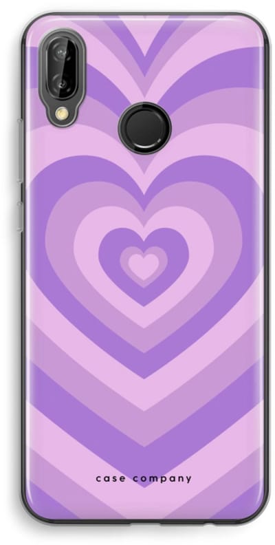 Case Company® - Hoesje geschikt voor Huawei P20 Lite hoesje - Hart Paars - Soft Cover Telefoonhoesje - Bescherming aan alle Kanten en Schermrand