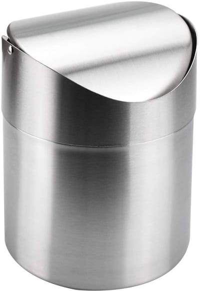 Dailygoods- Prullenbak 1,5 liter - Mini Vuilnisemmer - Tafelafvalemmer - Roestvrij Staal - Kanteldeksel - Duurzaam en Praktisch - Afvalemmer