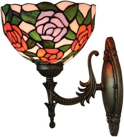 Luxe Wandlamp met Glas-in-lood Rozen - Sfeervolle Verlichting voor Woonkamer en Slaapkamer