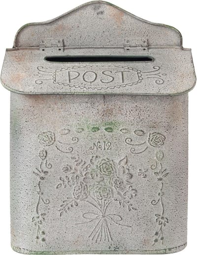 Clayre & Eef Brievenbus 26x10x35 cm Grijs IJzer Bloemen