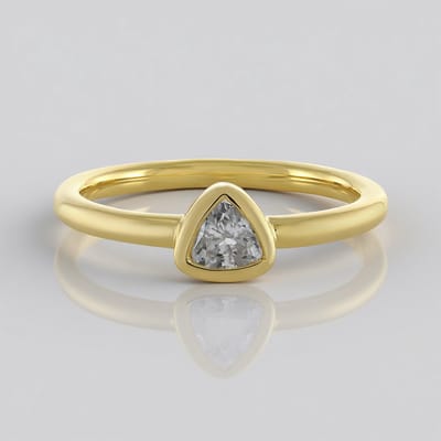 Cavill - Zilveren Ring 925 Sterling Verguld - 0.347 ct Triljant Cambodjaanse Zirkoon - Geometrisch Minimalistisch Design - Elegante Damesring
