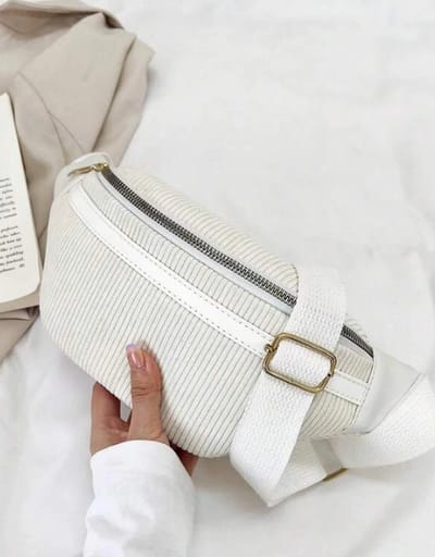 F I K A.® - Heuptas - Bumbag - Schoudertas - Fanny pack - Heuptasje - Wit - Goud - Festival - Cadeau voor vrouwen