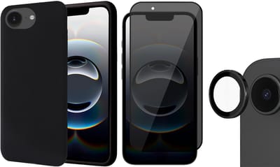 Hoesje geschikt voor iPhone 16e - Privacy Screenprotector Volledig Dekkend Glas & Camera Protector - Mat Back Case Zwart