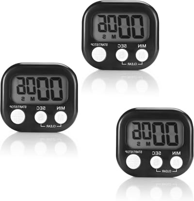 Digitale Kookwekker - Keuken Timer - Koken en Leren - Groot LCD Scherm - 3 Stuks - Zwart