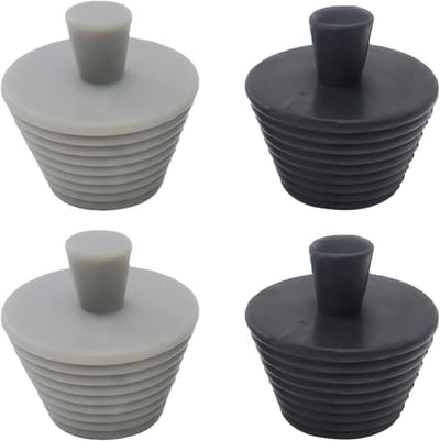 Universele Silicone Afvoerstop Set - 4 Stuks Zwart & Grijs