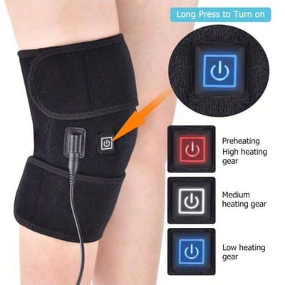 USB Verwarmde Kniebeschermers Elektrische Knieverwarmers voor Pijnverlichting Thermische Therapie Beenverwarmingskussen zwart