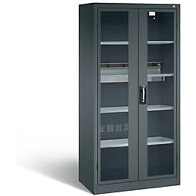 C+P Acculaderkast Basic met kijkvenster van acrylglas, H 1950 x B 930 x D 500 mm, antraciet