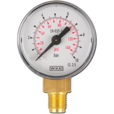 '-1..5 Bar Manometer Onderaansluiting Staal/Messing 63 mm Klasse 1.6