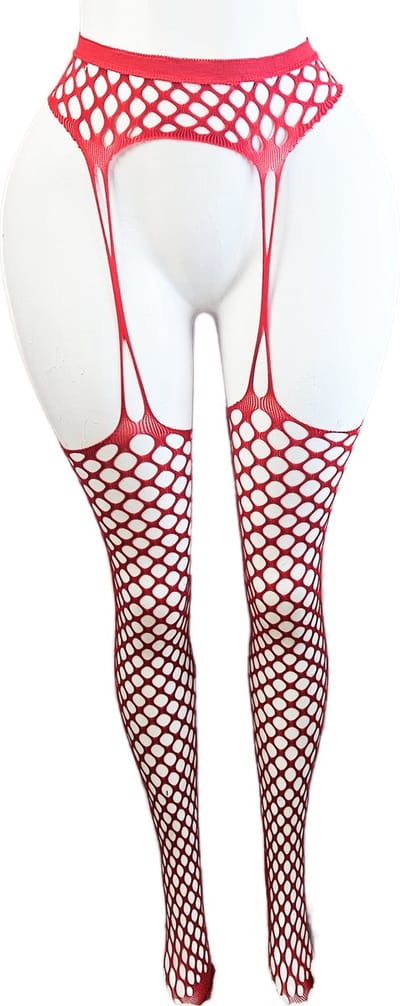 BamBella ® - Panty -Onesize - open kruis hoge kousen broek Dames - Onesize - sexy Erotische lingerie van kant rood