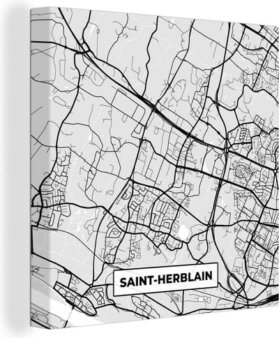 Canvas Schilderij Stadskaart - Frankrijk - Kaart - Saint-Herblain - Plattegrond - 20x20 cm - Wanddecoratie