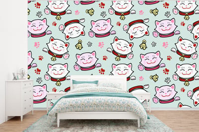 Behang - Fotobehang Kat - Huisdieren - Patroon - Breedte 320 cm x hoogte 240 cm
