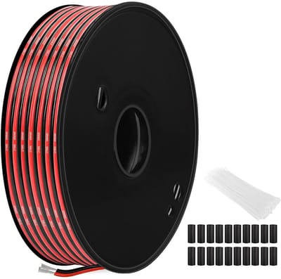 Siliconenkabel - Flexibele Draad - Elektrisch Aansluiten - Hoge Temperatuur - 25 Meter - Rood Zwart