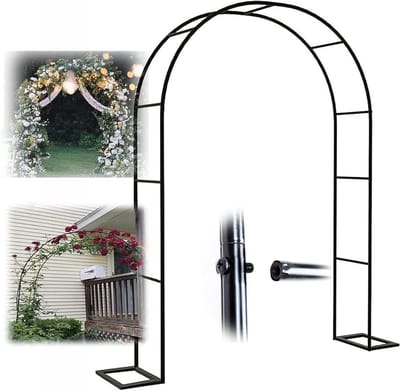 Metalen Tuinboog - Klimplant Steun - Decoratie Tuin - Verstevigd Staal - 240 x 220 cm - Zwart
