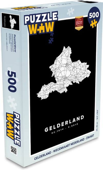 Puzzel Gelderland - Wegenkaart Nederland - Zwart - Legpuzzel - Puzzel 500 stukjes