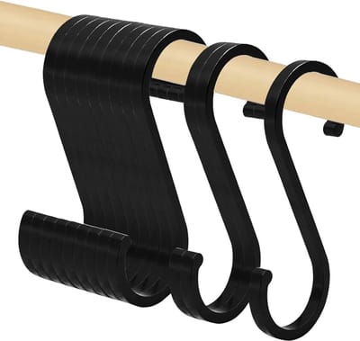 Jumada's - Set S-haken - Ophanghaken - Assymetrisch - 12 stuks - Zwart - 80 mm x 21 mm x 21mm