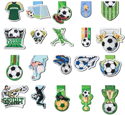 Dailygoods - 20 stuks magnetische voetbalbladwijzers, boekenlegger, voetbalfeesttasvullers, magnetische paginamarkeringen voor vrouwen, mannen, volwassenen, leraren, boekenliefhebbers, voetbalfans