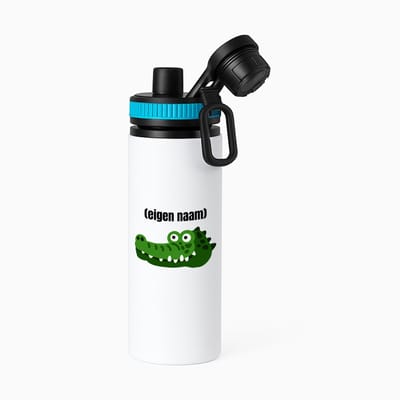 Hacebo® - krokodil hoofd met eigen naam waterfles met draaidop blauw - Krokodil - krokodillen liefhebbers - iemand die houdt van krokodillen - verjaardag - cadeau - kado - water fles - 850ML
