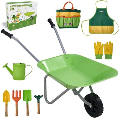ValueStar Kinderkruiwagen set - Tuinierset Speelgoed - Kindertuingereedschap - kinderkruiwagen met tuingereedschap - Groen