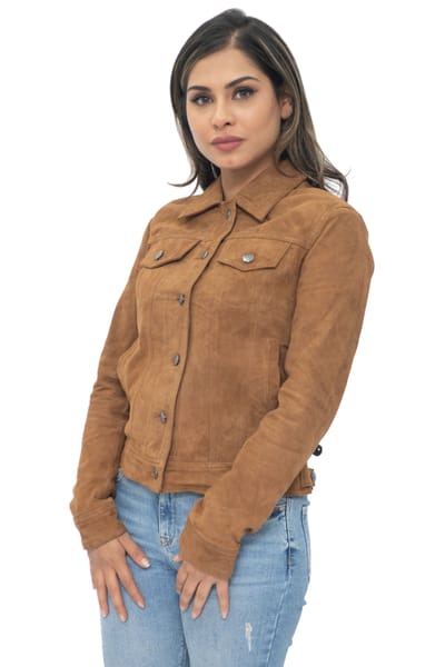 Dames geit suède trucker jeansjack-Astoria