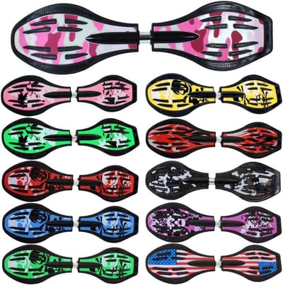 Waveboard met LED-wielen - Casterboard skateboard - Sportief buiten spelen - 5mm aluminium casters - 86cm lengte - Roze Legergroen