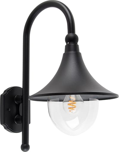QAZQA daphne - Klassieke Dimbare LED Smart Wandlamp incl. wifi met Dimmer voor buiten - 1 lichts - D 35 cm - Zwart - Buitenverlichting