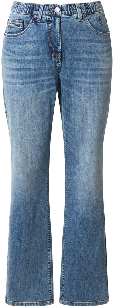Ulla Popken - Dames - Jeans Mandy borduursel rechte pijpen - Blauw denim - Maat 31