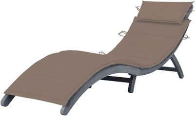 Ligstoel met kussen - Loungestoel Tuin - Ontspannen buiten - Massief acaciahout - Opvouwbaar - Grijs