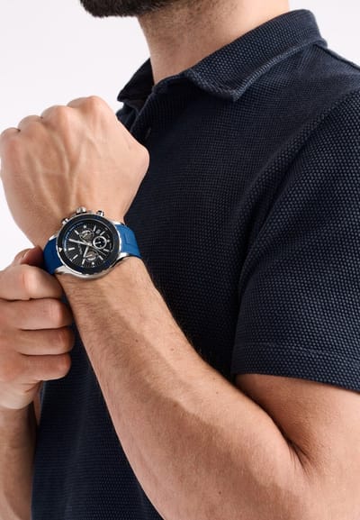 Nautica Nst Quartz Analoog Horloge Blauw Material 100% Roestvrij Staal & 100% Siliconaarmband 46 mm NAPNSF501