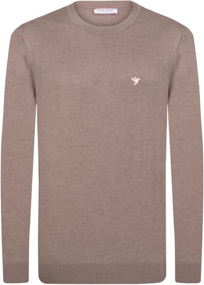Felix Hardy Sweater Met Ronde Hals - Trui 100% Katoen Heren Bruin - 2Xl