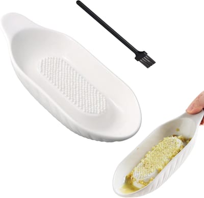Handmatige appelrasp met kwast, keramische rasp voor gember, knoflook en specerijen, ideaal voor babyvoeding en groenten, 20,5 x 9 cm