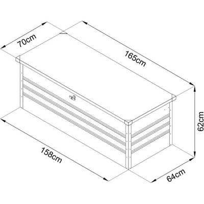 AXI Miles metalen Opbergbox 600 Antraciet - Kussenbox met bodem en slot – 480 Liter - 165x70x62cm