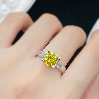POMOiii Nieuwe Temperament Gele Ronde Vorm Opening Ringen Voor Vrouwen Valentijnsdag Zirkoon Fijne Beknopte Sieraden Cadeau