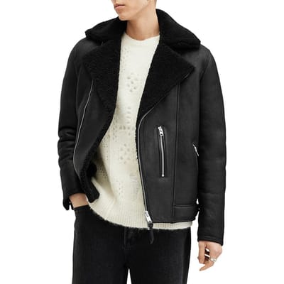 AllSaints Xena Shearling Biker Black/black Maat: M | Leren Jassen Outlet | Heren | Zwart