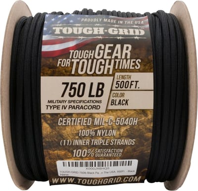 TOUGH-GRID 750 Paracord Type IV 152 meter Zwart
