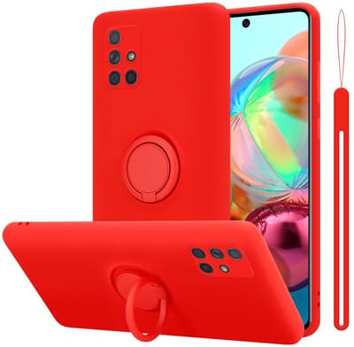 Cadorabo Hoesje geschikt voor Samsung Galaxy A51 4G / M40s in LIQUID ROOD - Beschermhoes van flexibel TPU silicone Case Cover met ring