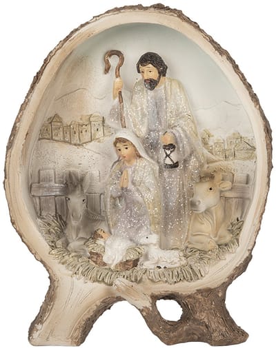 Clayre & Eef Kerstdecoratie Beeld Kerstgroep 14x5x19 cm Beige Kunststof