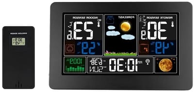 Weerstation - Weerklok Monitor - Weersvoorspelling Binnen - Draadloos Kleurendisplay - 800 Gram - Zwart