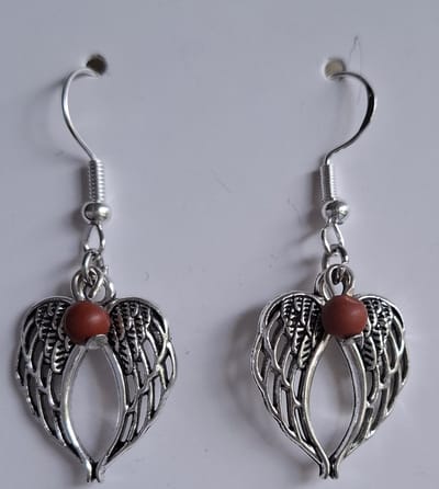 Oorbellen "Jaspis Rood" Engelenvleugels