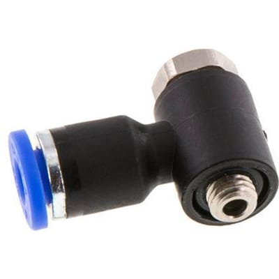 4mm x M 5 90 graden L-vorm Messing/PA 66 Insteekfitting Buitendraad Draaibaar NBR [2 Stuks]
