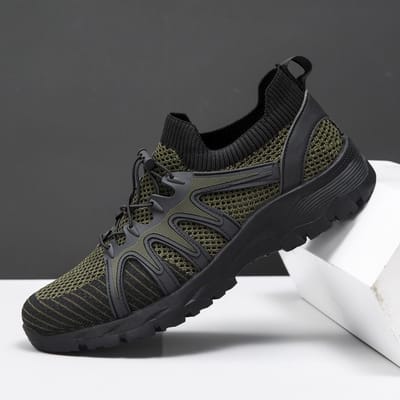 Elastische Band Outdoor Sneakers Lente en Zomer Nieuwe Vrije Tijd Wandelen Wandelschoenen plus Maat Ademende Flyknit Schoenen 44