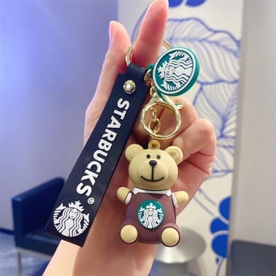 Porte-clés Tasse de Thé au Lait Créatif Pendentif Sac Porte-clés Poupée Ours Mignonne Cadeau Machine à Poupées blue