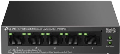 TP-Link LiteWave LS105GP netwerk-switch Unmanaged Gigabit Ethernet (10/100/1000) Power over Ethernet (PoE) Zwart