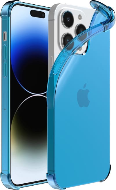 Smartphonica Telefoonhoesje Geschikt voor iPhone 14 Pro Max Transparant Schokbestendig Siliconen Hoesje met Stootrand - Shockproof Back Cover Case - Blauw geschikt voor iPhone 14 Pro Max